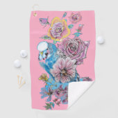 ブルーブジウオーターカラーフローラガールズピンク ゴルフタオル (インサイチュ)