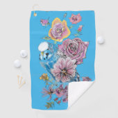 ブルーブジウオーターカラーフローラ女子女性ブルー ゴルフタオル (インサイチュ)