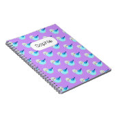 ブルーブジキュートパレーケートラバーギフト名前をカスタムする ノートブック (右側)