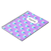 ブルーブジキュートパレーケートラバーギフト名前をカスタムする ノートブック (左側)