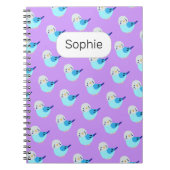 ブルーブジキュートパレーケートラバーギフト名前をカスタムする ノートブック (正面)