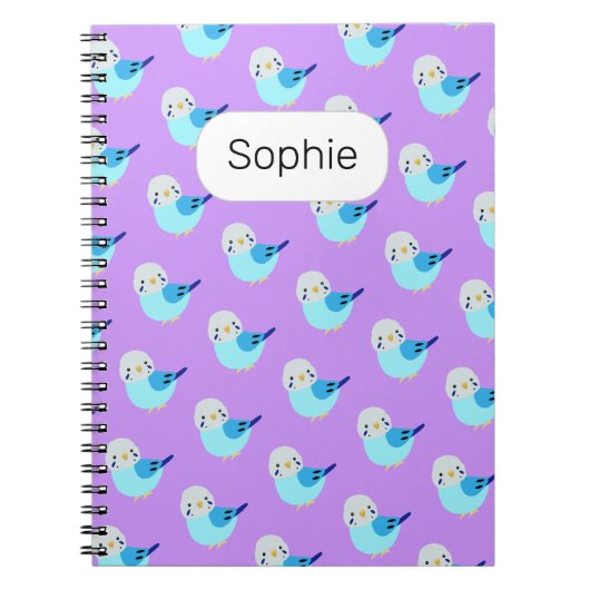 ブルーブジキュートパレーケートラバーギフト名前をカスタムする ノートブック (正面)