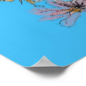 ブルーブジリーレッドローズパステルウォーターカラーアートポスター ポスター (角)