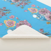 ブルーブジーかわいいお洒落ピンクブルーガールズ シェルパブランケット (3/4)