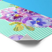 ブルーブジードバードバラフラワー絵画ズアクアポスター ポスター (角)