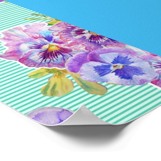 ブルーブジードバードバラフラワー絵画ズアクアポスター ポスター (角)