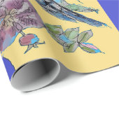 ブルーブジーバラアートフラワーウォーターカラーラッピング ラッピングペーパー (ロールコーナー)