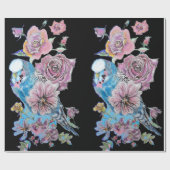 ブルーブジーバラアートフラワーウォーターカラーラッピング ラッピングペーパー (フラット)