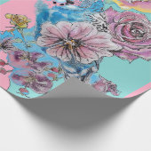 ブルーブジーバラアートフラワーウォーターカラーラッピング ラッピングペーパー (角)