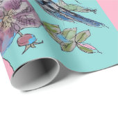 ブルーブジーバラアートフラワーウォーターカラーラッピング ラッピングペーパー (ロールコーナー)