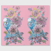 ブルーブジーバラアートフラワーウォーターカラーラッピング ラッピングペーパー (フラット)