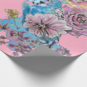 ブルーブジーバラアートフラワーウォーターカラーラッピング ラッピングペーパー (角)