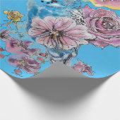 ブルーブジーバラズアートフラワーズウォーターカラーラッピング ラッピングペーパー (角)