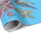 ブルーブジーバラズアートフラワーズウォーターカラーラッピング ラッピングペーパー (ロールコーナー)