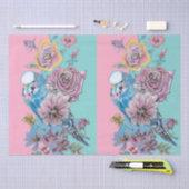 ブルーブジーバラフローラルパターンドフラワーウォーター色 薄葉紙 (クラフト)