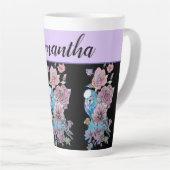 ブルーブジーバララベンダーパープルアート絵画ズマグ カフェラテマグ (右アングル)