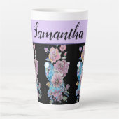 ブルーブジーバララベンダーパープルアート絵画ズマグ カフェラテマグ (正面)