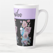 ブルーブジーバララベンダーパープルアート絵画ズマグ カフェラテマグ (右)