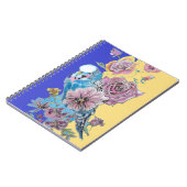 ブルーブジーバラ水彩水彩ネイビーバードノートブック ノートブック (左側)