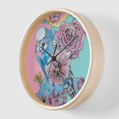 ブルーブジーブジーズバラフラワーフローラキーリング 壁時計 (傾斜)