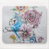 ブルーブジーブジーズバラフラワーフローラ マウスパッド (正面)