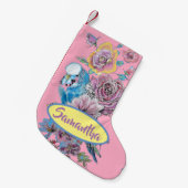 ブルーブジーブジーズバラフローラクリスマスストッキング スモールクリスマスストッキング (正面 (吊り時))