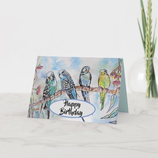 ブルーブジーブジーズ水の色絵画の鳥カード カード (正面)