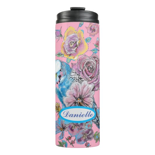 ブルーブジーブデガリガーバラウォーターカラーフローラアート タンブラー (正面)