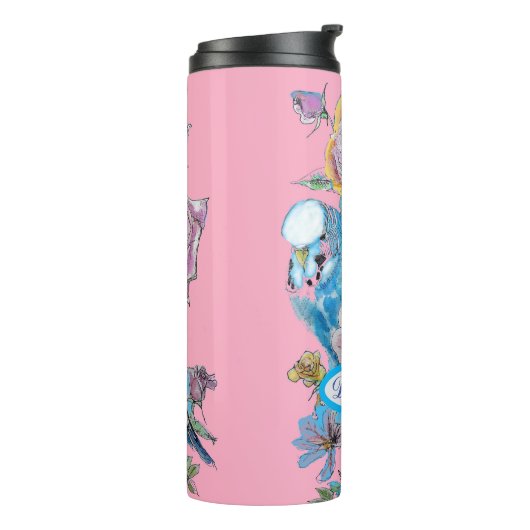 ブルーブジーブデガリガーバラウォーターカラーフローラアート タンブラー (回転左)