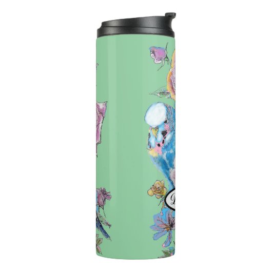 ブルーブジーブデガリガーバラウォーターカラーフローラアート タンブラー (回転左)