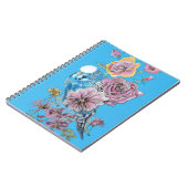 ブルーブジーブデガリガーバラウォーターカラーフローラアート ノートブック (左側)