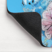 ブルーブジーブデガリガーバラウォーターカラーフローラアート マウスパッド (コーナー)