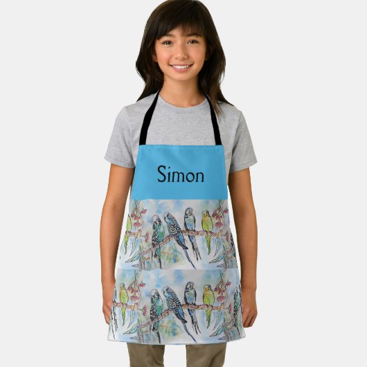 ブルーブジーブージーウォーターカラーアートボーイズキッズエプロン エプロン (インサイチュ)