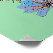 ブルーブジー赤ローズグリーンウォーターのアートポスター ポスター (角)