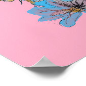 ブルーブジー赤ローズピンク水彩画ポスター ポスター (角)