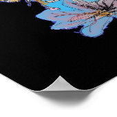 ブルーブジー赤ローズブラックウォーター色アートポスター ポスター (角)