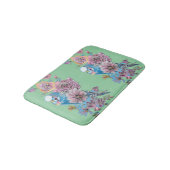 ブルーブジー&バラアートフローラ花グリーン バスマット (アングル)