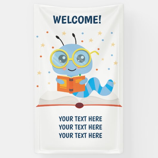 ブルーブックワームテーマバナー 横断幕 (縦)