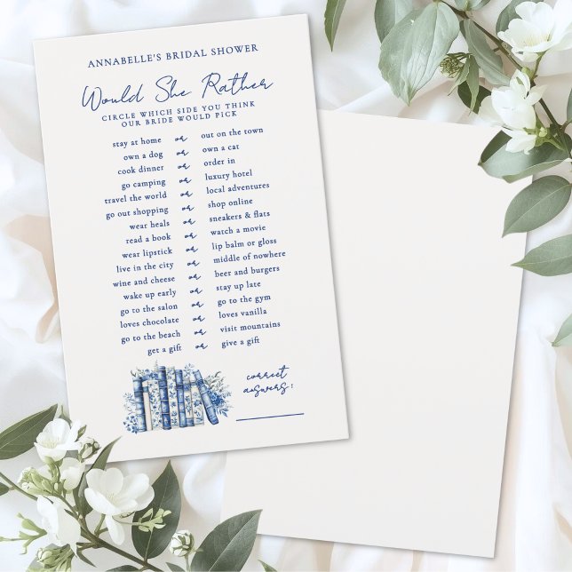 ブルーブック・ウエディングシャワーゲーム Would Rather (Would Rather Blue Book Bridal Shower Game )
