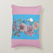 ブルーブッジキュートお洒落ピンクブルーガールズベビー アクセントクッション (裏面(縦))