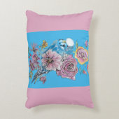 ブルーブッジキュートお洒落ピンクブルーガールズベビー アクセントクッション (正面(垂直))