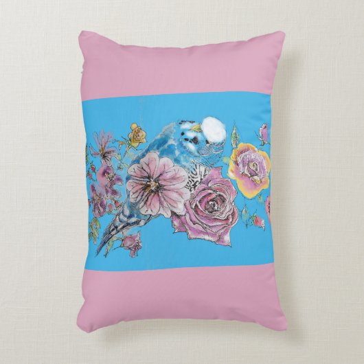 ブルーブッジキュートお洒落ピンクブルーガールズベビー アクセントクッション (正面(垂直))