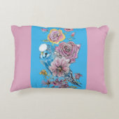 ブルーブッジキュートお洒落ピンクブルーガールズベビー アクセントクッション (裏面)