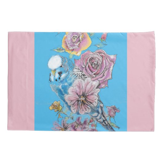 ブルーブッジキュートお洒落ピンクブルーガールズベビー 枕カバー (裏面)