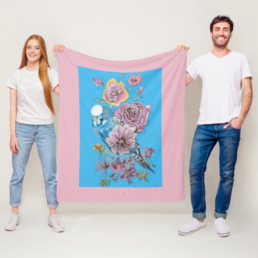 ブルーブッジキュートお洒落ピンクブルーガールズベビーBl フリースブランケット (インサイチュ)