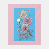 ブルーブッジキュートお洒落ピンクブルーガールズベビーBl フリースブランケット (正面)