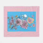 ブルーブッジキュートお洒落ピンクブルーガールズベビーBl フリースブランケット (正面(横))
