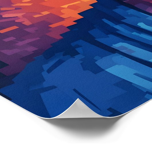 ブルーブッダモダン抽象芸術ピクセルアートポスター ポスター (角)