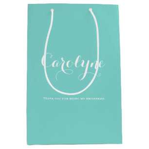 ブルーブパーソナライズされたライデスメイドブライダルシャワー ミディアムペーパーバッグ