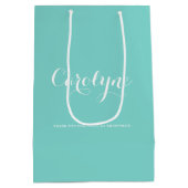 ブルーブパーソナライズされたライデスメイドブライダルシャワー ミディアムペーパーバッグ (裏面)